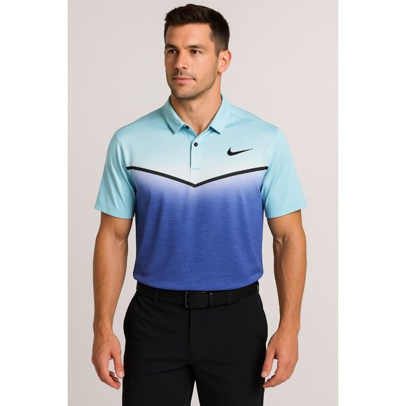 Nike Golf Mobility Fade Dri Fit Polo Shirt Mens Sz M Teal to Blue Ombre Fade - Picture 1 of 11